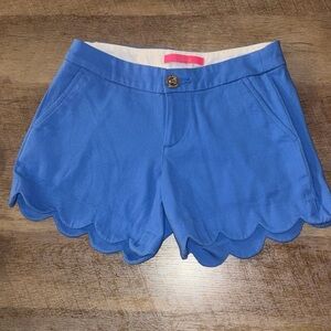 Lilly Pulitzer Blue Scalloped High Waist Shorts